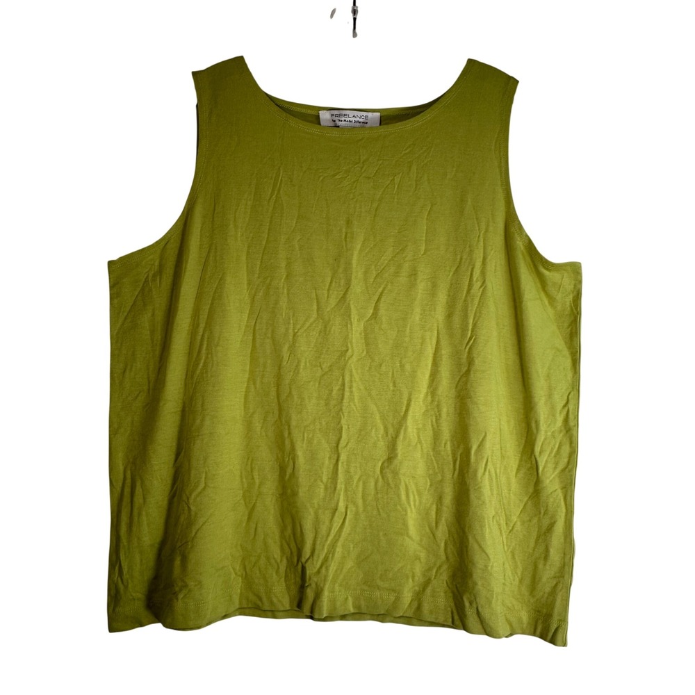 Freelance Chartreuse Green Modal Blend Tank Top Sleeveless Scoop Neck XL